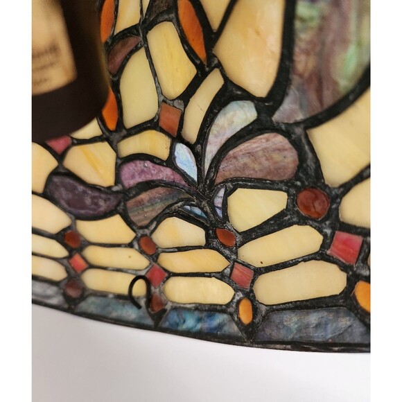 Vintage Tiffany Style Lamp Glass Jewel Wall Mount Light 13"X11.5" - Picture 8 of 10